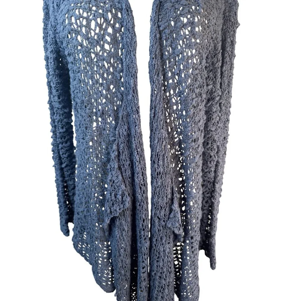 2/$30 Soft Surroundings L/XL Periwinkle Blue Open Weave Cardigan - Picture 6 of 16